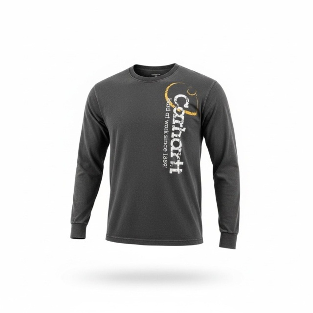 Carhartt Mens XL Long Sleeve Graphic T-Shirt Gray Cotton Hard At Work Since 1889